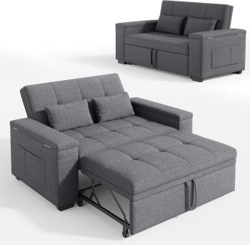 Xbro Slaapbank, 2-persoons beddengoed, 175 x 116 cm, 3-in-1 opklapbaar, met 2 kussens en zijzakken, compact, neemt weinig ruimte in beslag voor de woonkamer en de logeerkamer, 156 x 74 x 84 cm