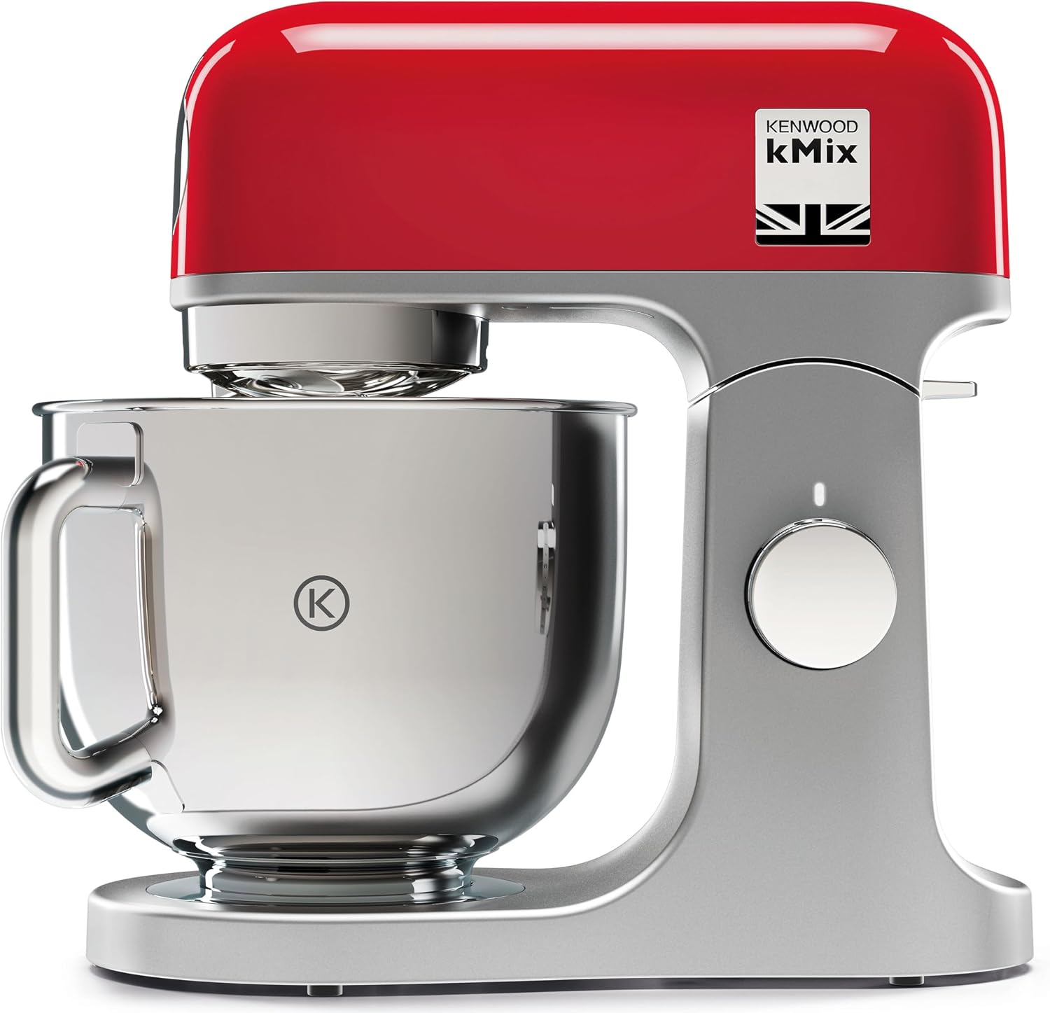 Kenwood kMix KMX750RD Keukenmachine, 5 L Roestvrijstalen Kom, Veiligheidssysteem voor Veilig Gebruik, Metalen Behuizing, Inclusief 3-Delige Accessoire Set en Spat Beschermer, 1000W, Rood