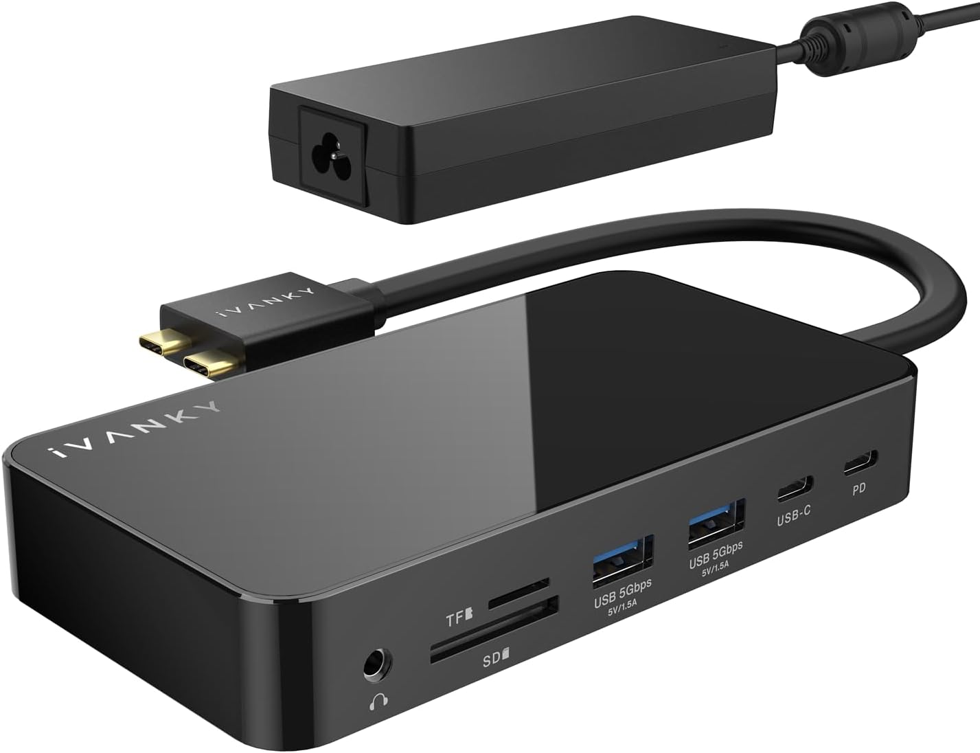 iVANKY 12-in-2 FusionDock 1 MacBook Docking Station USB C met 150 W voeding, 4K @144Hz dockingstation 2 monitoren voor MacBook M5/M4/M3/M2/M1, 2 x HDMI 2.0, 96W PD, 6 x USB, 1 Gbps Ethernet, SD/TF