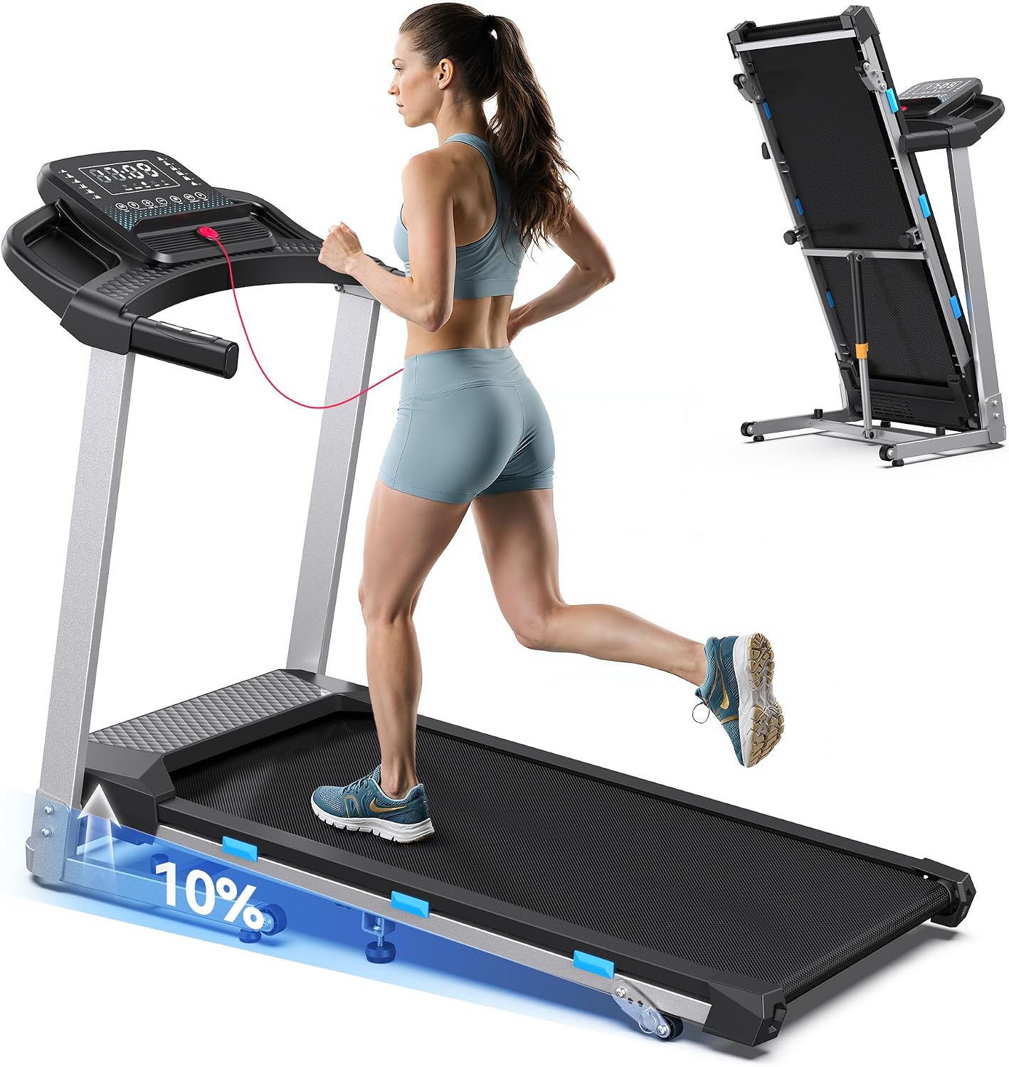Cardirun Opvouwbare loopband, Loopband voor Thuis met 3,5 PK Stille Motor