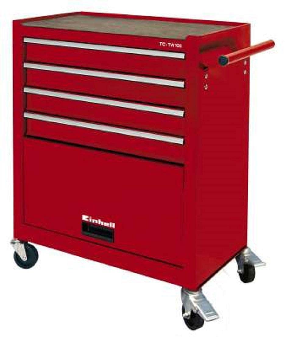 Einhell Werkplaats-gereedschapswagen TC-TW 100 (max. 75 kg, 4 soepel lopende schuifladen, 4 draaibare wielen).