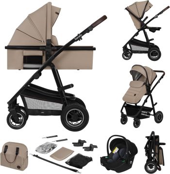 LIONELO Amber 3 in 1 Combi Kinderwagen : Reiswieg, Buggy, Autostoel, 22 kg