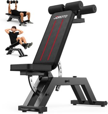 JOROTO MD70 Halterbank Verstelbaar, Multifunctionele Trainingsbank met Maximale Belasting 400KG/880LBS, 8-Weg Rugleuning & 5-Weg Zitting Verstelbaar, Fitnessbank voor Volledig Lichaamstraining