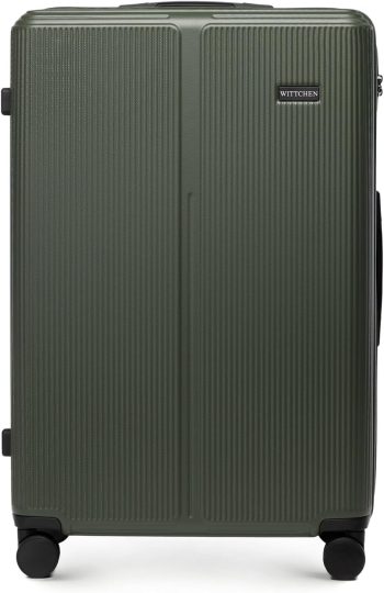 WITTCHEN Stripes Line Grote koffer 76,5 x 50 x 29 cm (XL) | Harde ABS trolley 96 l, 4 wielen 360° | Grote koffer voor KLM/Transavia/Easyjet, cijferslot, telescoopgreep | Kleur: Khaki
