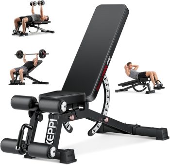 Keppi Verstelbare Halterbank, met 600 kg Capaciteit, Schuine & Platte Bank voor Thuisfitness, Multifunctionele Trainingsbank voor Bankdrukken, Krachttraining en Full-Body Workouts – Bench1000 Pro