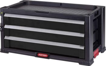 KETER Opzet met 3 laden voor gereedschapswagen, zwart, 56 x 29 x 26,2 cm, modulair, stapelbaar, afsluitbaar, met organizer voor kleine onderdelen
