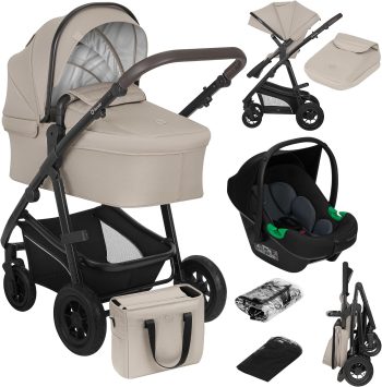 LIONELO Bianka 3 in 1 – Combi Kinderwagen: Reiswieg, Buggy, Autostoel
