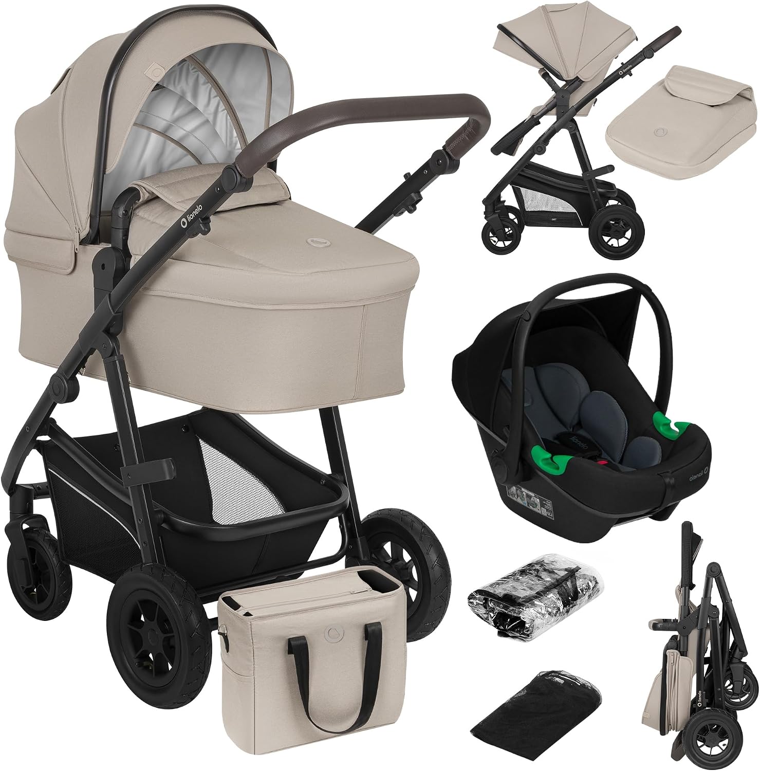 LIONELO Bianka 3 in 1 – Combi Kinderwagen: Reiswieg, Buggy, Autostoel