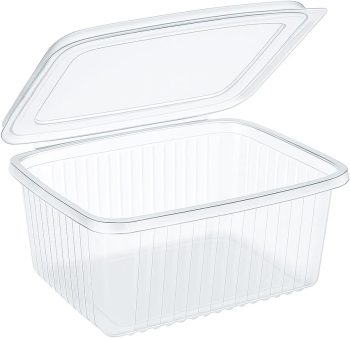 Commerline 100 stuks 500 ml Hoekscharen | Herbruikbare PP kunststof bakjes | Saladeschalen met deksel | Transparante bewaarbakjes voor vers voedsel en delicatessen voor de horeca