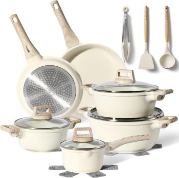 Just Perfecto 15 Delige Pannenset Inductie - Pannenset Met Deksel Voor Alle Waarmtebronnen - Non-Stick Pannen - Glazen Deksel - Anti-Aanbak Kookpannenset - Pannen Zonder PFOA - PFAS