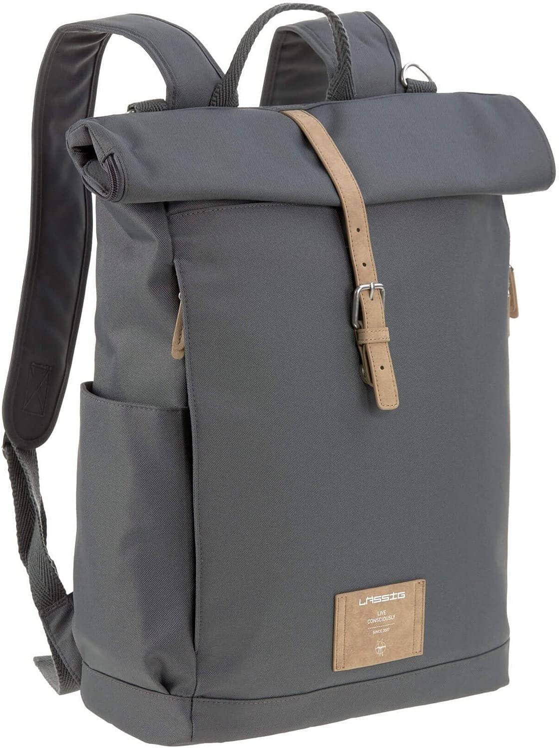 LÄSSIG Baby Wikkelrugzak Met Luieronderlegger, Kinderwagenbevestiging, Flessenwarmer, Antraciet