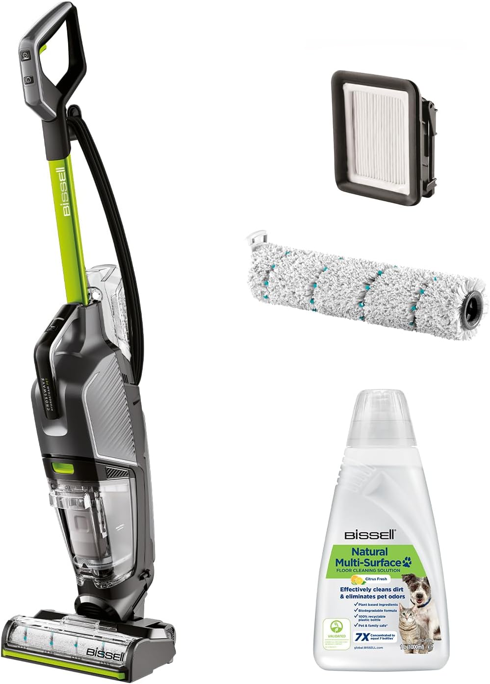 BISSELL CrossWave HydroSteam PET Nat-Droogstofzuiger met Kabel 3517N