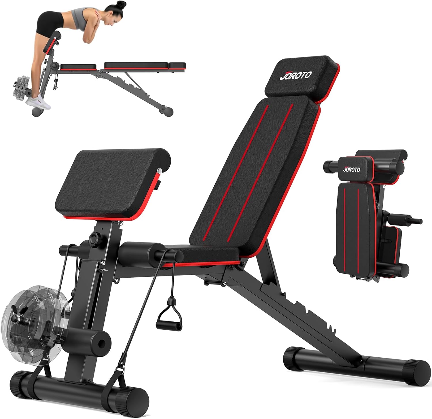 JOROTO Gewicht Bench Verstelbare, Opvouwbare Workout Bench Press, 453KG Belasting Krachttraining Banken voor Home Gym Full Body Workout, Romeinse Stoel Halter Bank